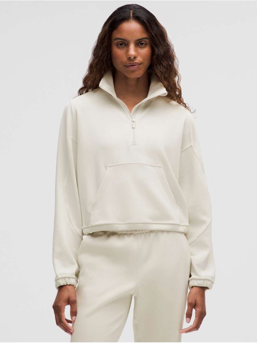 Lululemon Brushed Softstreme Half Zip- Bone